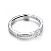 Anti-Tarnish Adjustable Rhodium Plated 925 Sterling Silver Finger Design Ring Mounts Fittings with Pearl Seat X-STER-F048-15P-2