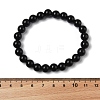 Natural Obsidian Beaded Stretch Bracelets X-BJEW-Q692-12-8mm-2