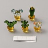 Glass Cactus Display Decorations DJEW-WH20003-01B-1