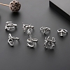7Pcs 7 Style Skull & Snake & Butterfly & Mushroom & Claw Alloy Cuff Rings Set for Halloween HAWE-PW0001-240-2