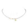 Brass Micro Pave Grade AAA Cubic Zirconia Letter Pendant Necklaces NJEW-JN04771-08-1