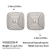 304 Stainless Steel Geometric Textured Square Stud Earrings VM3075-2-1