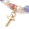 Brass Cross Charm Bracelets BJEW-JB13531-3