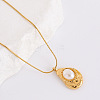 Elegant Stainless Steel with Imitation Pearl Teardrop Pendant Necklaces for Fashionable Women AJ2709-1