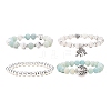 4Pcs 4 Style Natural Amazonite & Howlite & Synthetic Hematite Beaded Stretch Bracelets Set BJEW-JB09086-1