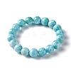 Natural Larimar/Pectolite Round Beaded Stretch Bracelet BJEW-A120-01E-3