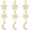 9Pcs 3 Styles Brass Micro Pave Cubic Zirconia Pendants ZIRC-BBC0003-75-1