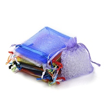 20Pcs 10 Colors Rectangle Organza Drawstring Bags CON-YW0001-31C