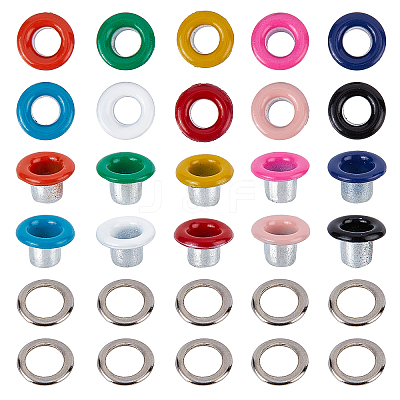 200 Sets 10 Colors Iron Grommet Eyelet Findings SCRA-GF0001-01-1