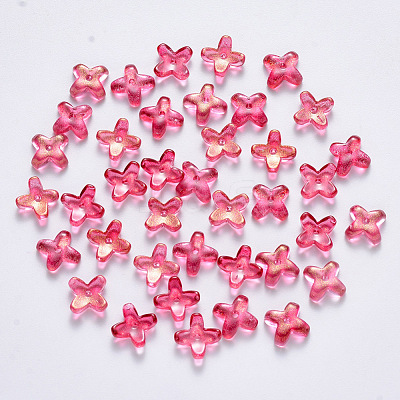 Transparent Spray Painted Glass Beads GLAA-R211-06-C05-1