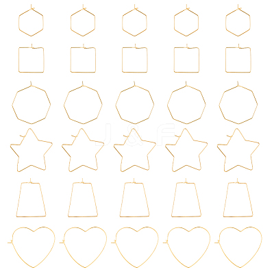 36Pcs 6 Style Brass Hoop Earring Findings KK-FH0005-44-1