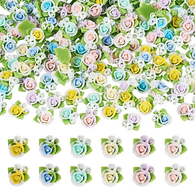 200Pcs Flower Opaque Resin Cabochons CRES-TA0001-73-1