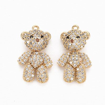 Brass Micro Pave Clear Cubic Zirconia Pendants KK-N231-261-NF-1