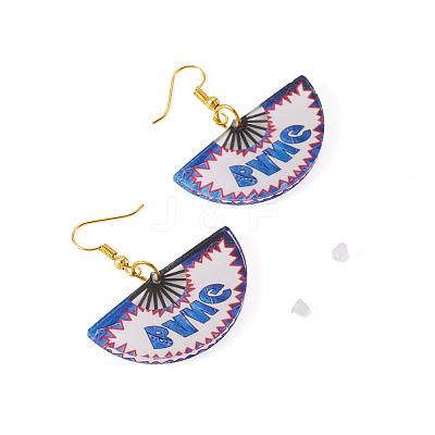 1 Pairs Acrylic Fan Dangle Earrings EJEW-TA0001-74-1