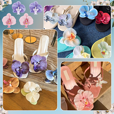 2 Pairs 2 Colors PU Leather Flower Shoe Buckle Clips DIY-NB0015-14-1