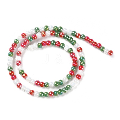 Christmas Theme Opaque Electroplate Glass Beads Strands GLAA-P056-4mm-A02-1