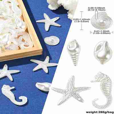 250G Marine Theme ABS Plastic Imitation Pearl Beads OACR-CJ0002-35-1