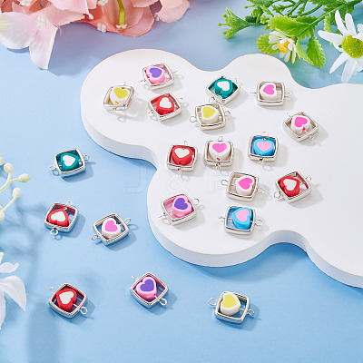 20Pcs Polymer Clay Heart & CCB Square Frame Links Connector Charms CLAY-TADJ0001-09-1