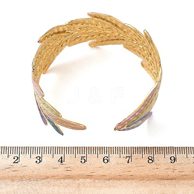 304 Stainless Steel Enamel Cuff Bangles for Women LS-BJEW-F518-07G-1