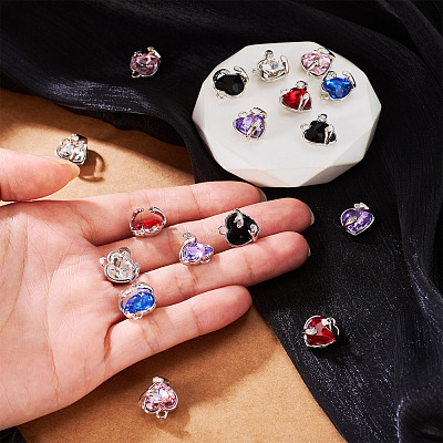 18Pcs 6 Colors Alloy Glass Charms FIND-TA0009-91P-1
