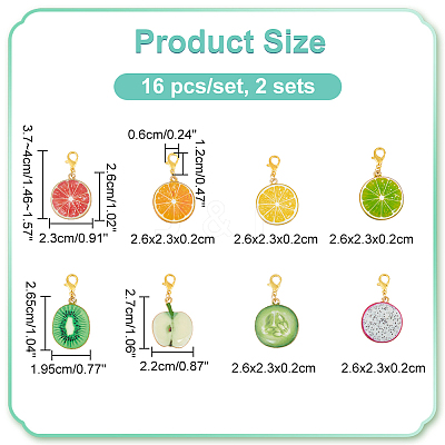 Fruit Slice Pendant Stitch Markers HJEW-AB00339-1