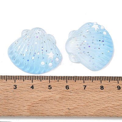 Opaque Resin & Paillette Cabochons X-RE-CBA6E1B-01A-1