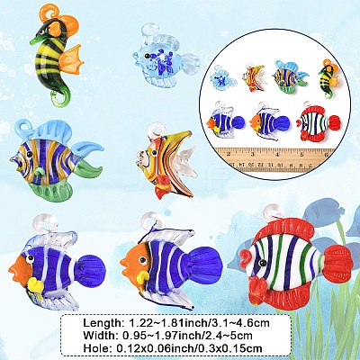 5Pcs Handmade Lampwork Pendants LAMP-YW0001-68A-1