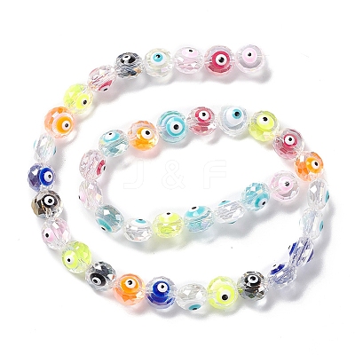 Transparent Evil Eye Glass Beads Strands LAMP-K037-06A-1