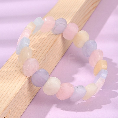 Oval Natural Malaysia Jade Beaded Stretch Bracelets G-P589-02A-02-1