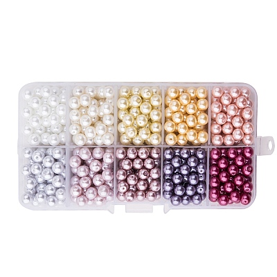 10 Colors 6mm Tiny Satin Luster Glass Pearl Round Beads Assortment Mix Lot for Jewelry Making Multicolor HY-PH0004-6mm-01-B-1
