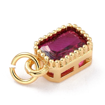 Real 18K Gold Plated Brass Inlaid Cubic Zirconia Charms ZIRC-L100-075G-04-1