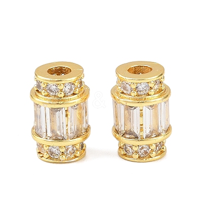 Brass Micro Pave Clear Cubic Zirconia Beads KK-C142-10G-1