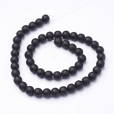 Synthetic Black Stone Beads Strands X-G508-6-1