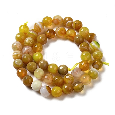 Natural Striped Agate/Banded Agate Beads Strands G-A246-8mm-15-1