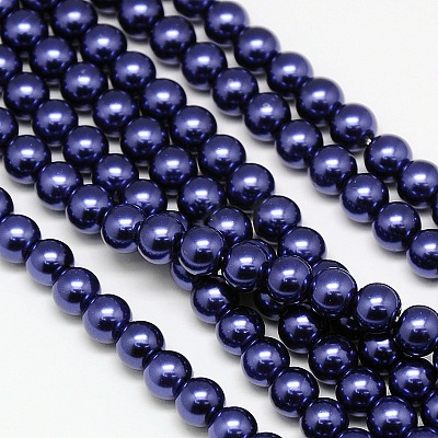Eco-Friendly Dyed Glass Pearl Round Beads Strands HY-A002-6mm-RB069-1