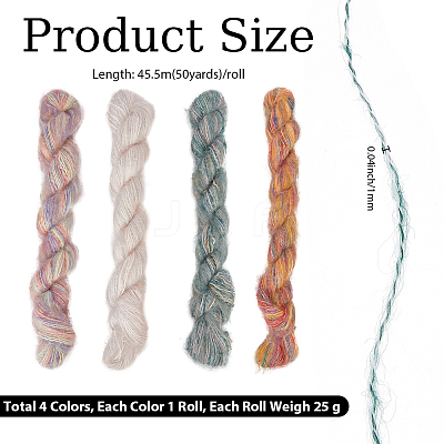 4 Rolls 4 Colors Gradient Mohair Yarn OCOR-CY0004-09B-1