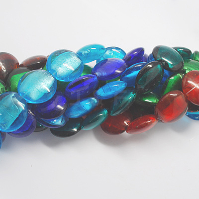 Handmade Silver Foil Glass Beads FOIL-R061-M-1