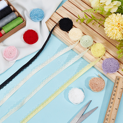 20 Yards 10 Colors Nylon Pleated Elastic Mesh Lace Ribbon OCOR-BC0009-32-1