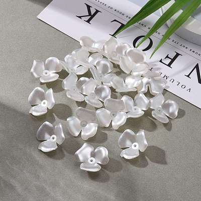 Flower Imitation Pearl Acrylic Bead Caps X-OACR-L004-7226-1