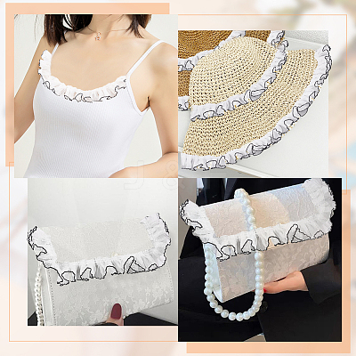 Polyester Pleated Lace Trim SRIB-FG0001-08-1