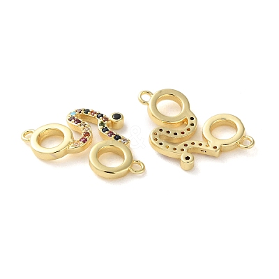 Rack Plating Brass Colorful Cubic Zirconia Bicycle Connector Charms KK-C084-17G-1