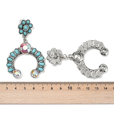 Alloy Synthetic Turquoise Dangle Stud Earrings EJEW-U053-09A-AS-1