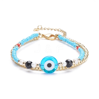 Evil Eye Multi-strand Bracelet for Girl Women BJEW-JB07111-02-1