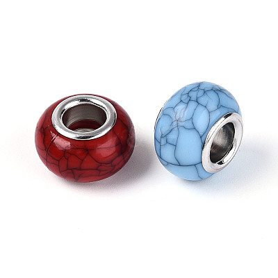 Opaque Acrylic Crackle European Beads GPDL-N006-01A-08-1