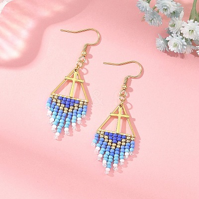 Glass Beads Braided Dangle Earrings EJEW-MZ00786-01-1