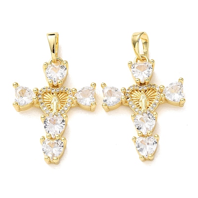 Easter Brass Micro Pave Clear Cubic Zirconia Pendants CU-E003-09G-B-1