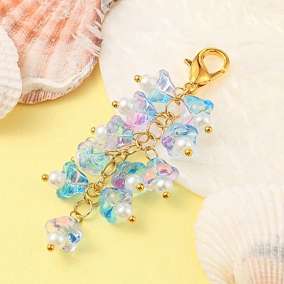 Trumpet Flower Glass Pendant Decorations HJEW-YW0001-02E-1