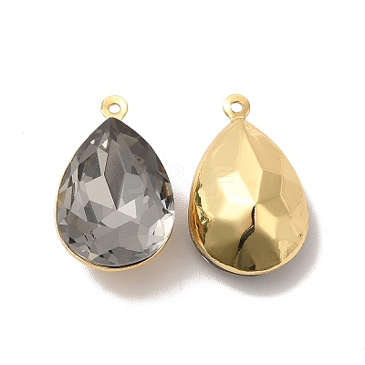 Real 18K Gold Plated Brass with Glass Pendants KK-177-22G-07-1