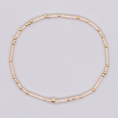 Bohemian Style Rainbow Glass & Brass Beaded Handmade Fashion Women's Bracelet QD2599-11-1
