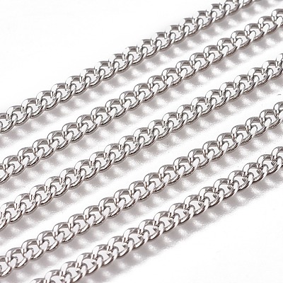 Non-Tarnish Handmade 304 Stainless Steel Curb Chains STAS-F229-06B-P-1